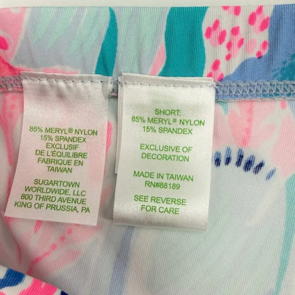 Lilly Pulitzer Pink Blue Coral Print Athletic Shorts